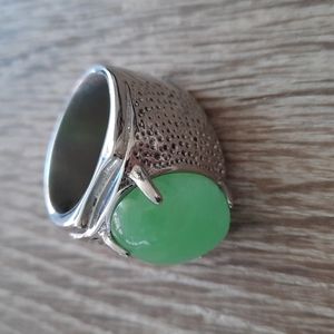 Mens Green Stone Stainless Ring